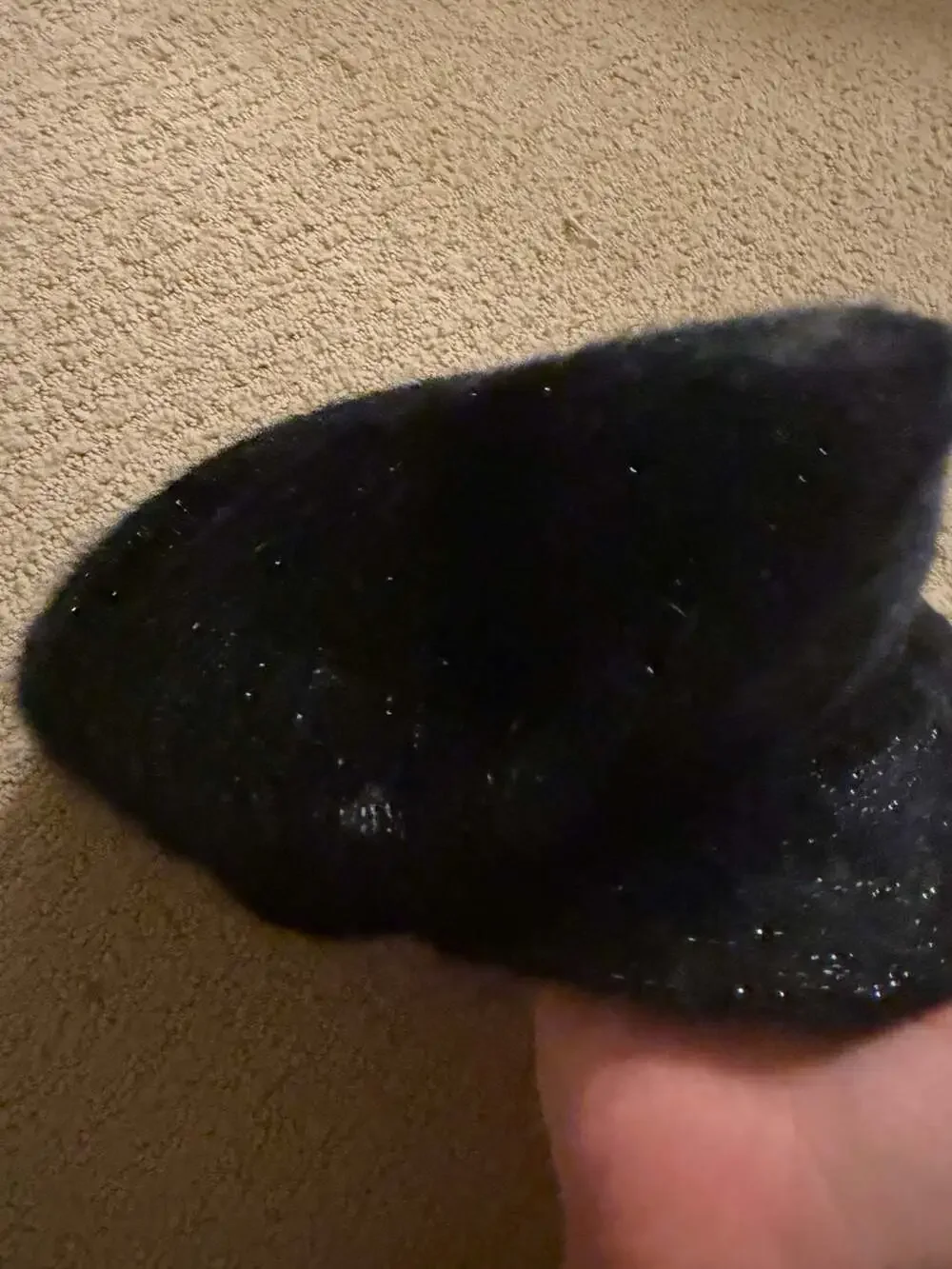 Nine West Black Fuzzy Sparkly Beret Hat